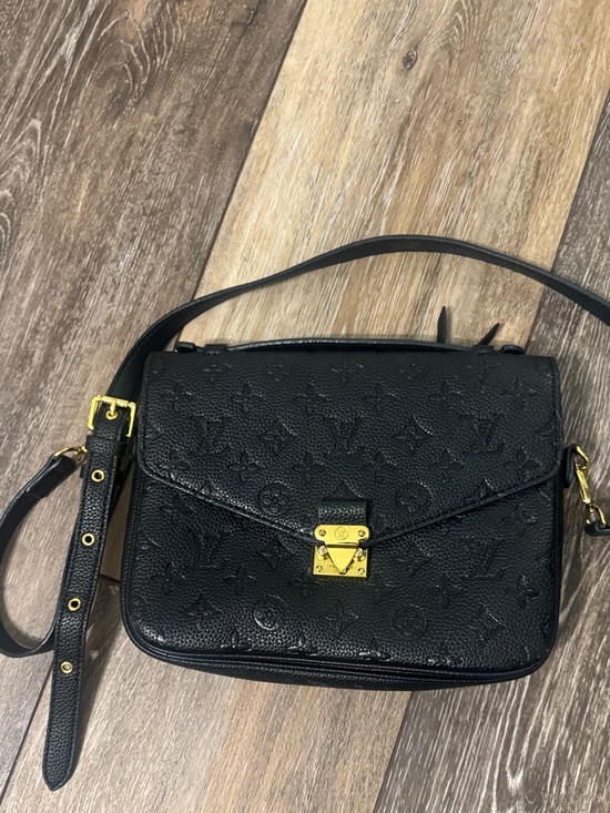 Louis Vuitton Handbags - Louis Vuitton Black Embossed Crossbody Bag with Gold Hardware